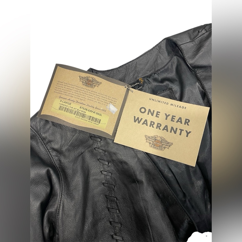 NWT Women’s Rare Vintage Y2K Harley Davidson Asymmetric Black Leather Jacket XL - Picture 9 of 15